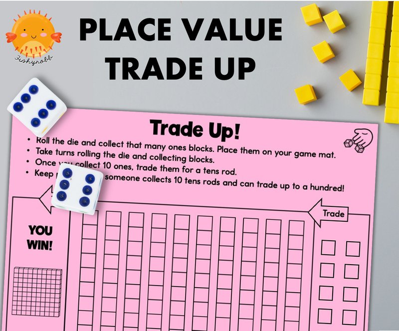 printable place value game trade up